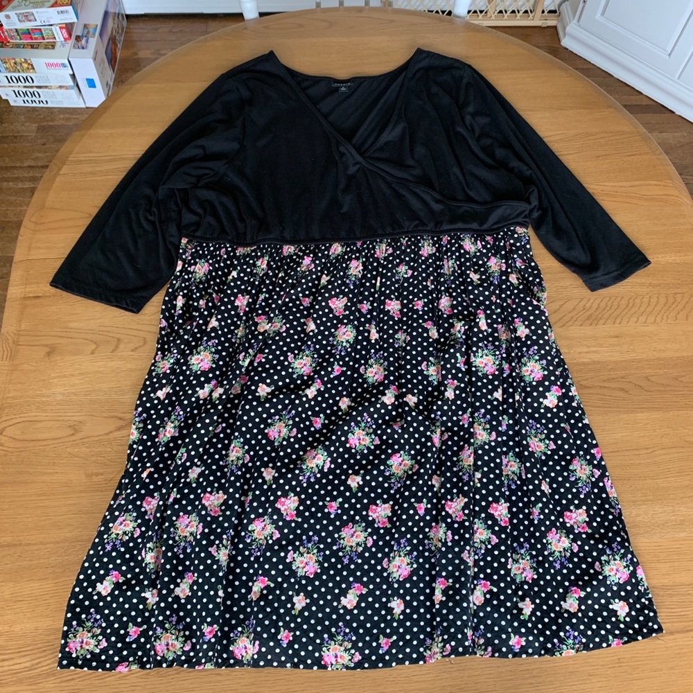 Floral Black and Pink Women's Dress